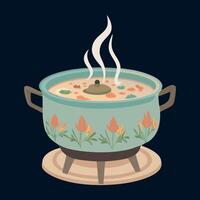 A soup pot with steam coming out of it vector