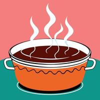 A pot of coffee with steam coming out of it vector
