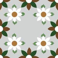 A pattern with white and brown flowers on a gray background vector