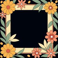 A square frame with flowers on a black background vector