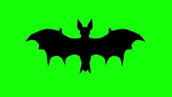 Flat animated bat hovering against green background. video