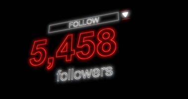 Colourful 3D Social media notification follower, counting up to over 50k, on a black background, 4k video