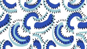 Blue seamless pattern with Abstract organic shapes. hand drawn sketch unique irregular forms. Simple background ornament. Contemporary minimalist print vector