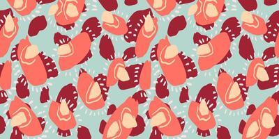 Unique abstract organic shapes seamless pattern. hand drawn sketch irregular circular shape print on a colorful background. Collage contemporary minimalist ornament. vector