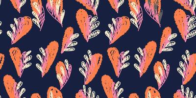 Plain colorful seamless pattern with abstract organic shapes on a dark background. hand drawn sketch unique forms print. Contemporary minimalist ornament. vector