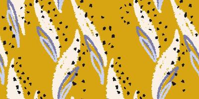 hand drawing abstract organic shapes seamless pattern. Unique large forms print. Simple yellow background. Contemporary minimalist ornament vector
