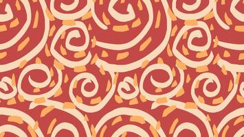 hand drawn sketch large abstract organic shapes seamless pattern. Brown background with yellow unique twisted shape. Contemporary plain ornament for print. vector