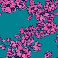 Colorful wild floral stems intertwined in a pattern. Abstract artistic flowers print on a turquoise background. hand drawing illustration. Design for fabric, fashion, textile, print vector