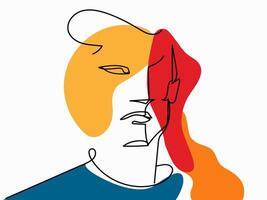 single black line man portrait black and multi color background vector