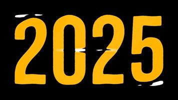 Dynamic looping of white to yellow numbers representing the year 2025 video