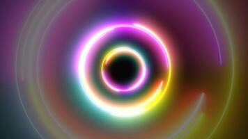 Abstract loop hypnotic colorful radial circle ring rotation animation background. video