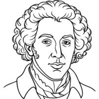 alexander pushkin face, illustration line art vector