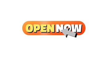 Cool open now button animation.4K motion animation. video
