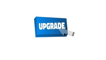 Upgrade flat blue button on white background. Motion graphics design 4k video