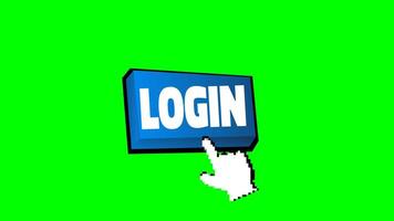 cursor clicks on the blue Login button.4K motion animation. green screen background. video