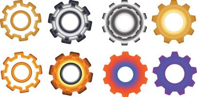 Set of eight setting icons logos vector