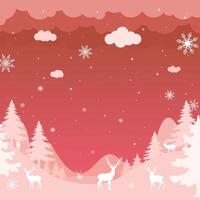 Christmas background with deer and snowflakes vector