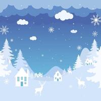Winter landscape with snow and trees illustration vector