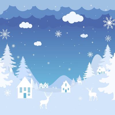 Winter landscape with snow and trees illustration