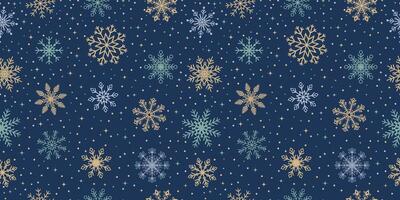 A blue and gold snowflake pattern on a dark background vector