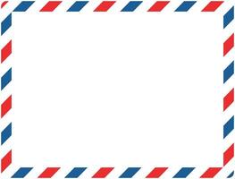 Airmail envelope frame. International vintage letter border. Lady Gray size. Retro air mail postcard with blue and red stripes. Empty classic postal message illustration. vector