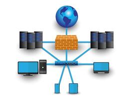 Network security internet server cloud computing concept. vector