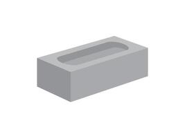 Gray Cement Cinder Block Isolated on White Background. vector