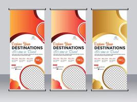 Roll up stand banner template design vector
