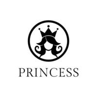 princess logo design concept idea with crown and label circle vector
