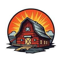 Modern illustration of Retro Hipster Barn House infront of white background vector