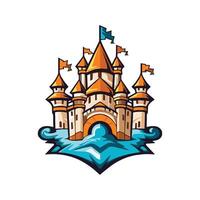 illustration icon of castle infront of white background vector