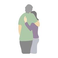 man and woman hugging in rear view illustration isolated on white background vector