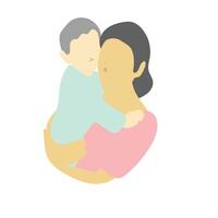 mother embraces her son with love and care illustration isolated on white background vector