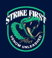 Grunge Emblem Design With Attacking Snake vector
