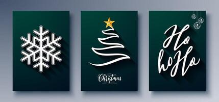Merry Christmas and Happy New Year Greeting Card Design Set with Red and Green Color Pattern and Typography Letter on White Background. Holiday Season Illustration for Banner, Party Flyer vector