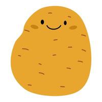 Flat illustration on white background in children's style. Potato with cute face vector