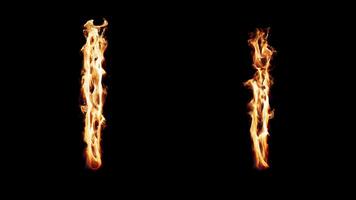 Uppercase and lowercase symbol I burning in fire. video