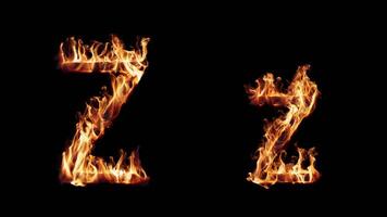 Uppercase and lowercase symbol Z burning in fire. video