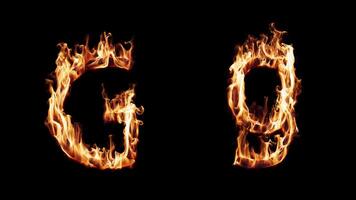 Uppercase and lowercase symbol G burning in fire. video