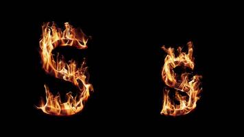 Uppercase and lowercase symbol S burning in fire. video
