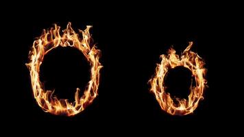 Uppercase and lowercase symbol O burning in fire. video