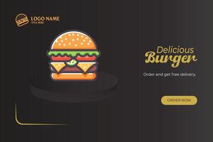 Burger Ad Design Template for Restaurant. vector