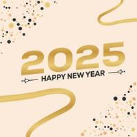 Happy New Year 2025 with Text and Effect Golden Star. Illustration Template Greeting Cards.. vector