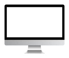 Desktop pc blank display mockup template. Modern computer device with empty screen for advertisement vector