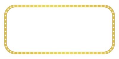 Retro gold lights frame border isolated illustration vector