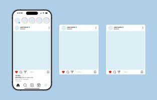 Mobile phone social network posts layout template vector