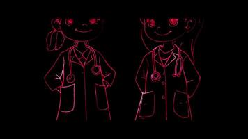 Neon frame effect, Doctor Coat Represents physicians or healthcare professionals on black background video