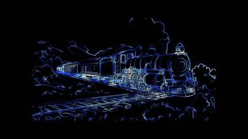 Neon frame effect, Train on black background video