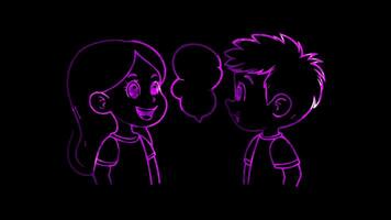 Neon frame effect, Speech Bubble Symbolizes communication or language learning on black background video