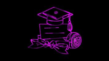 Neon frame effect, Certificate Represents awards or educational recognition on black background video